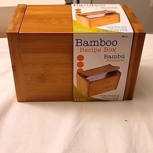 NWT wooden Bamboo Recipe storage box